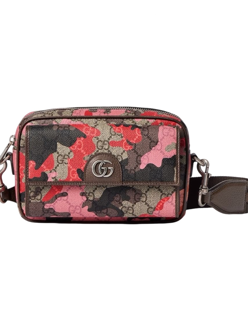 GUCCI MINI GG RED CAMO CROSSBODY BAG